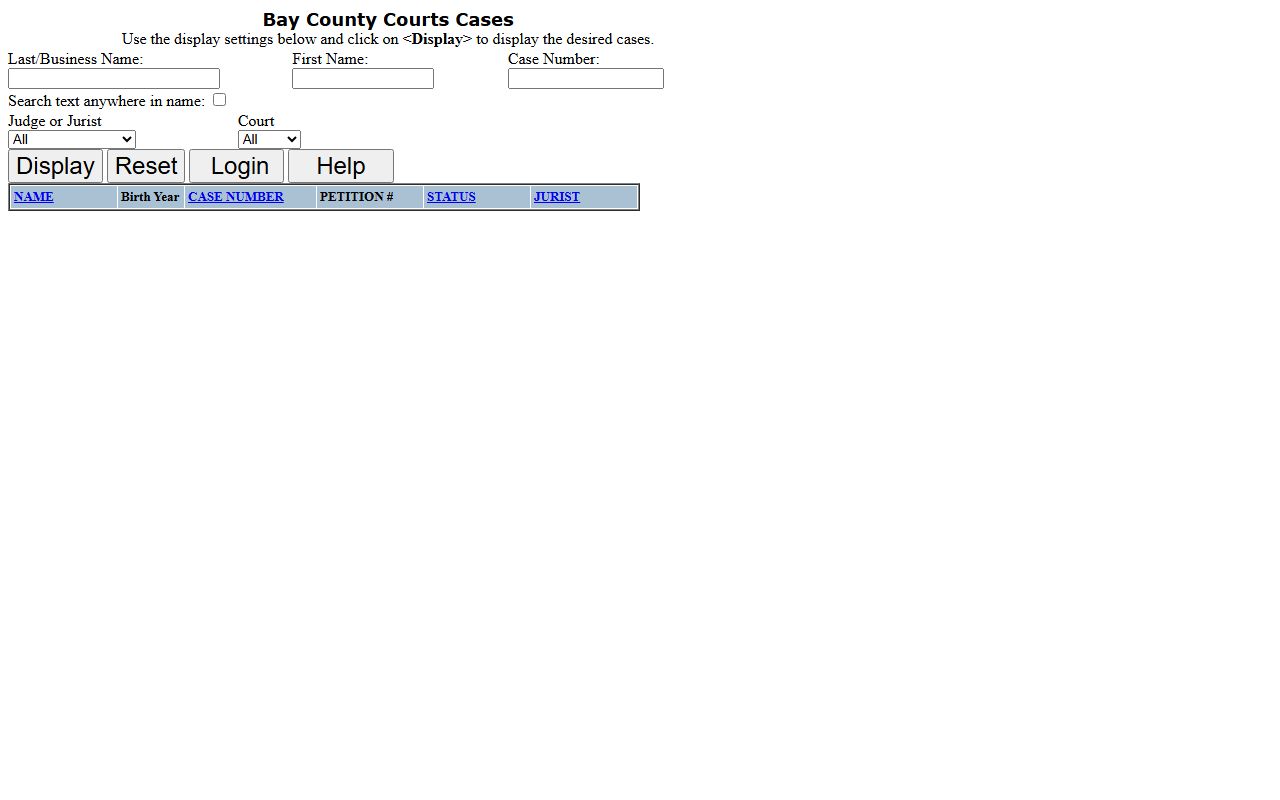 Bay County 74th District Court case lookup for court records after jail arrest
