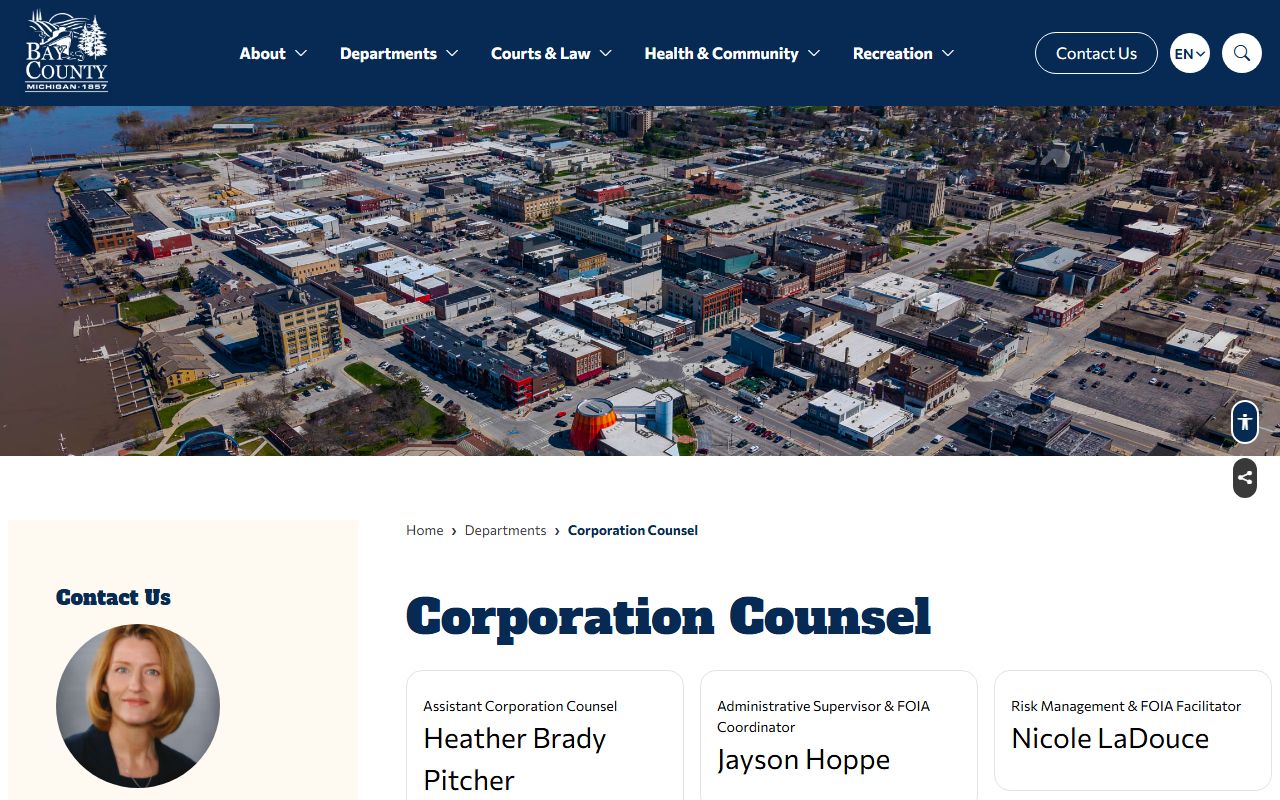 Bay County FOIA coordination page for booking photo records requests